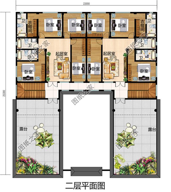農村自建超漂亮中式四合院別墅設計圖，22X25米