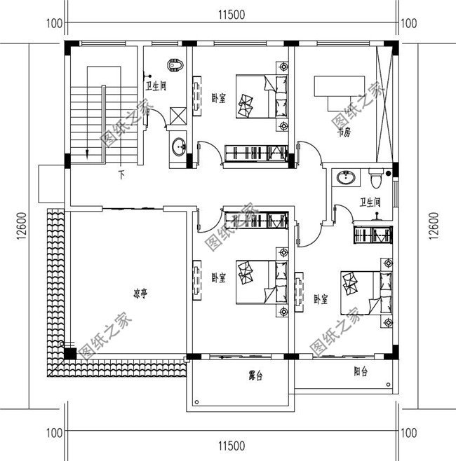 農村兩層樓房施工設計圖紙帶外觀圖