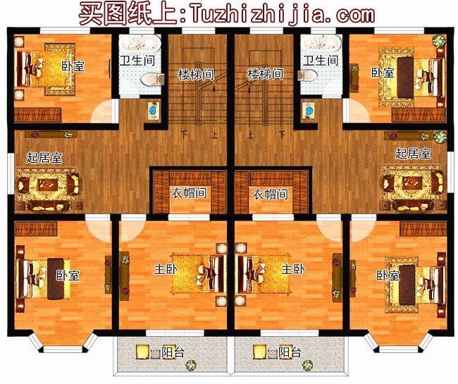 雙拼農村小別墅設計圖，適合有兩個兄弟的家庭自建