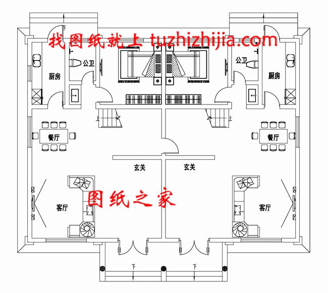 雙拼農村小別墅設計圖，適合有兩個兄弟的家庭自建