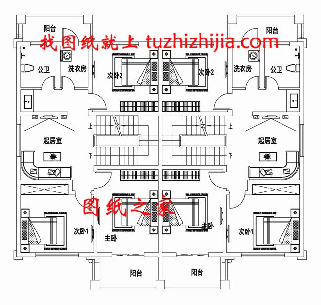 雙拼農村小別墅設計圖，適合有兩個兄弟的家庭自建