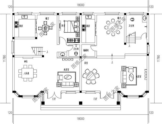 180平方米漂亮清新大窗戶三層雙拼別墅設(shè)計(jì)圖