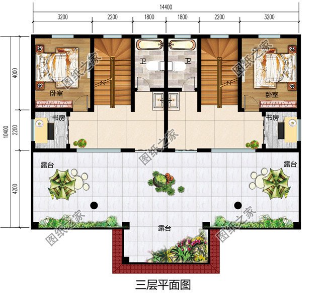2019新款農(nóng)村三層雙拼自建房設計圖，占地150平米左右