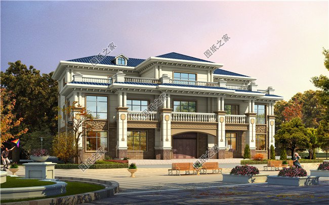 350平方米新農村雙拼帶閣樓別墅施工設計圖紙及效果圖