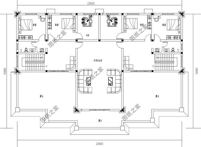 350平方米新農村雙拼帶閣樓別墅施工設計圖紙及效果圖
