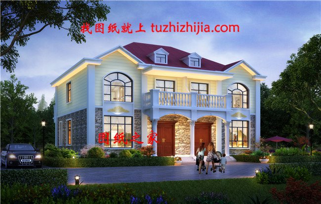 幾套農(nóng)村兄弟倆雙拼樓房設計圖，二層、三層都有