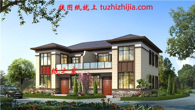 幾套農(nóng)村兄弟倆雙拼樓房設計圖，二層、三層都有