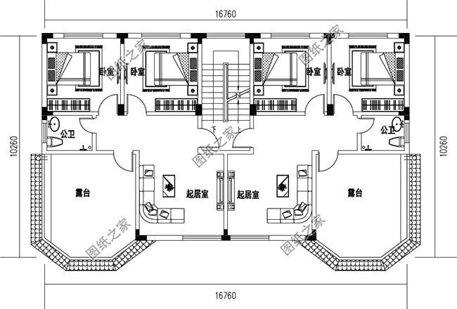 幾套農(nóng)村兄弟倆雙拼樓房設計圖，二層、三層都有