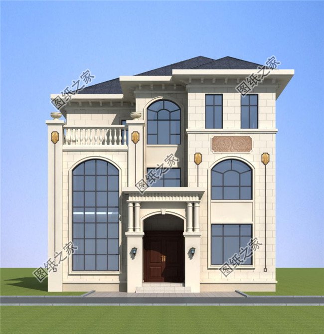 125平方米農(nóng)村三層別墅建筑圖紙帶效果圖,12x11米