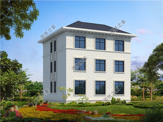 125平方米農(nóng)村三層別墅建筑圖紙帶效果圖,12x11米