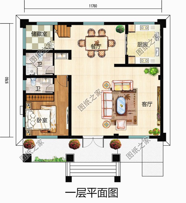 10款占地100平左右農村別墅設計戶型圖，小宅基地建出大效果