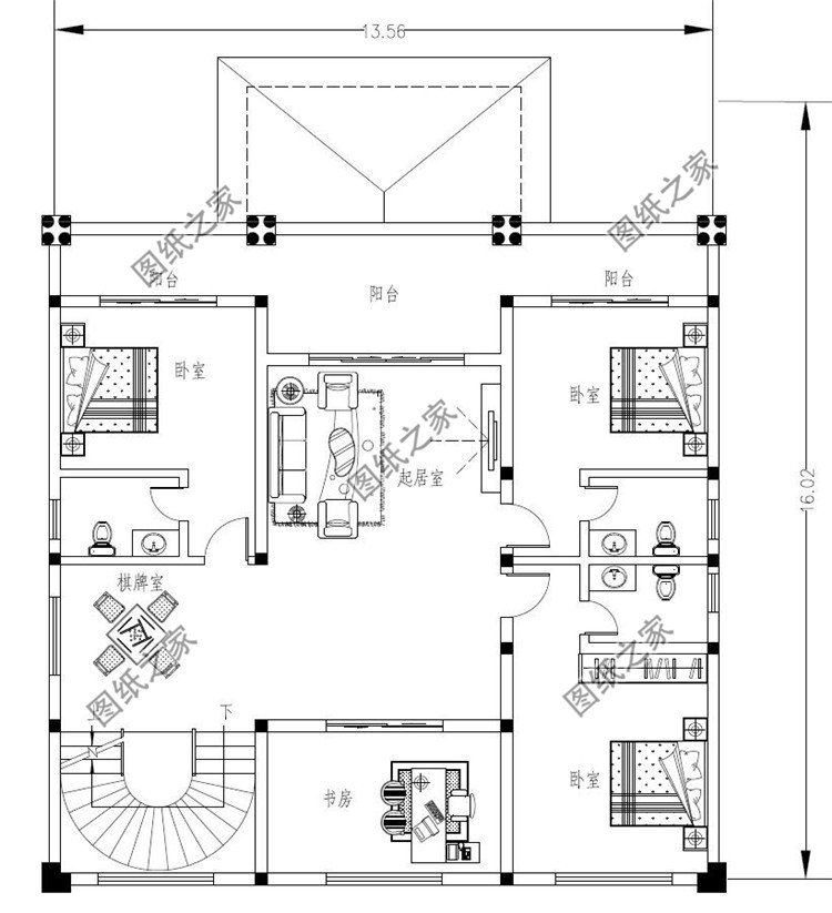 四層新農村復試別墅三層戶型圖