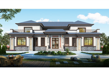 大戶型新農村四合院別墅設計圖，260平方米，帶庭院和堂屋設計