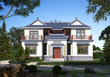 經(jīng)濟(jì)小戶型二層中式四合院（三合院）設(shè)計(jì)圖紙，帶堂屋和庭院