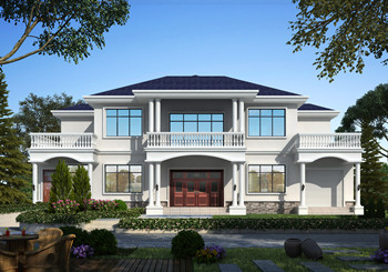 歐式二層5大間別墅設計圖，新穎獨特的外觀，面寬20米