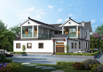 中式小院二層民居設計圖紙，帶庭院合院戶型圖