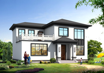 面寬13米二層鄉(xiāng)村自建別墅戶型圖，帶堂屋和露臺