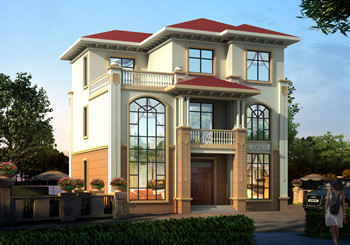 三層蓋房子歐式挑空客廳別墅設計圖，外觀漂亮戶型實用