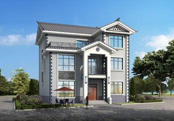 農(nóng)村三層新民居自建設(shè)計(jì)圖紙，外觀偏中式風(fēng)格