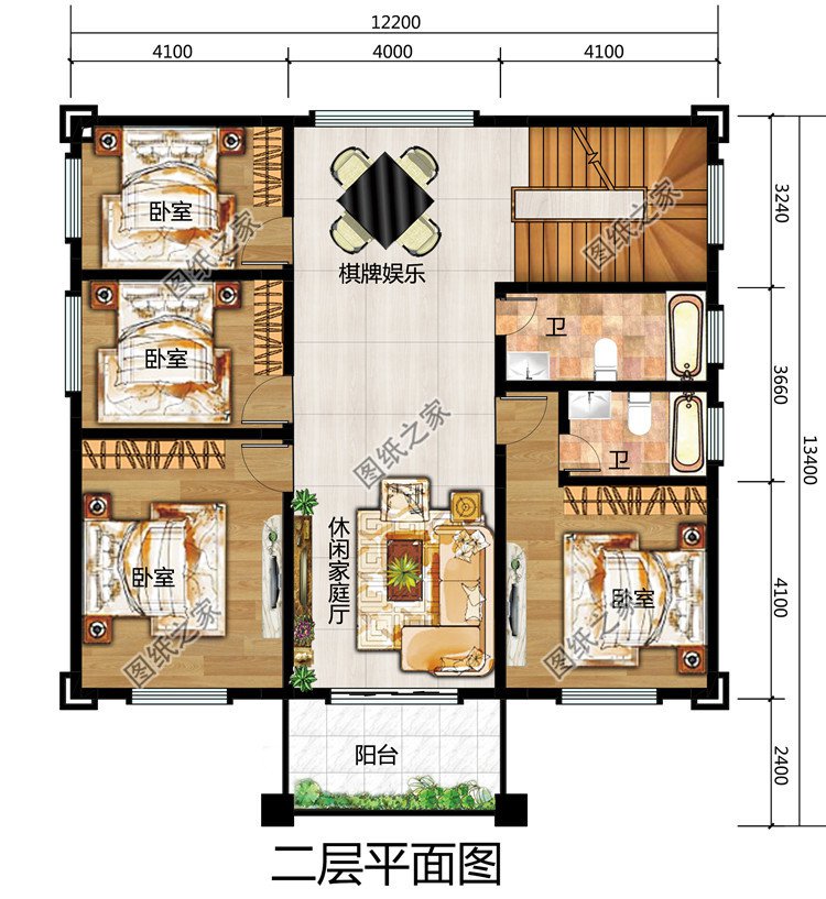 新中式農村三層樓房設計圖紙，線條錯落有致