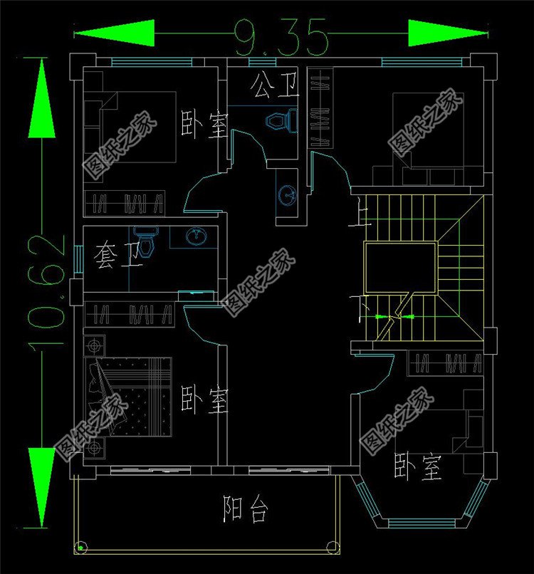 四層歐式別墅設(shè)計(jì)三層戶型圖