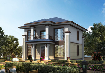 農(nóng)村兩層新中式別墅圖紙設(shè)計圖，外觀圖片大氣，21萬左右