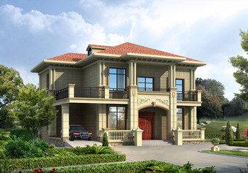 面寬14米兩層小別墅設計圖紙，帶車庫戶型圖，14米×12米