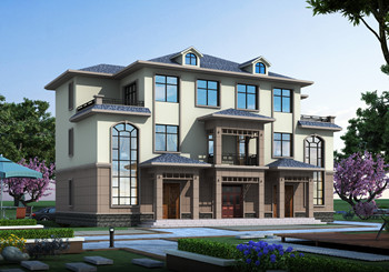 自建房共堂屋雙拼別墅設(shè)計圖方案，三層挑空復(fù)式戶型