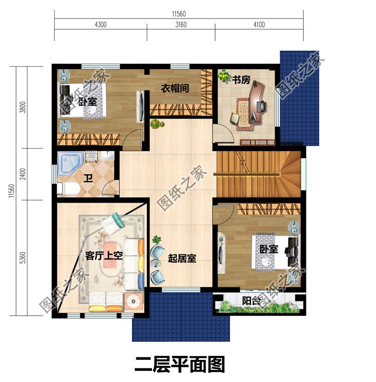 新農村歐式時尚二層別墅設計圖紙,120平方米自建房