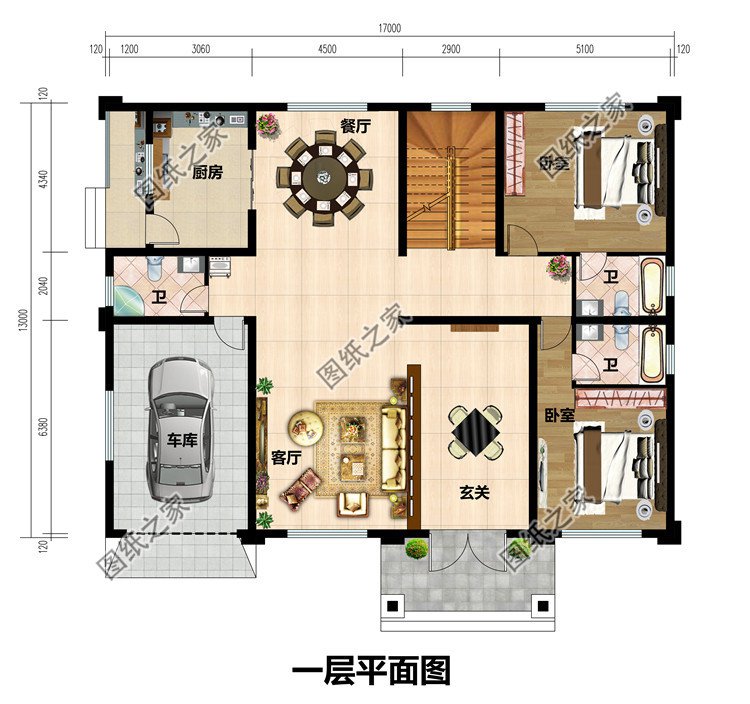 農(nóng)村帶車庫(kù)兩層歐式農(nóng)村別墅設(shè)計(jì)圖紙,占地220平方米左右