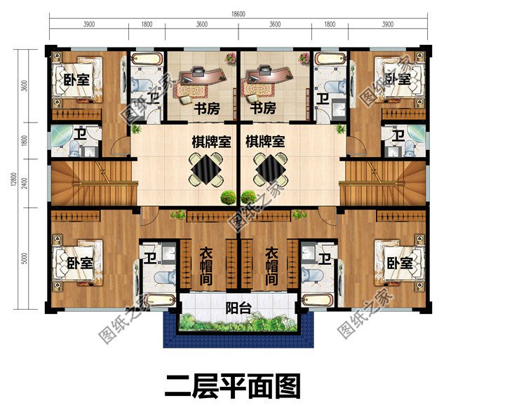 新農村漂亮的兄弟雙拼別墅設計圖