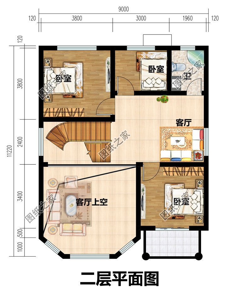 100平米兩間三層樓房設計圖