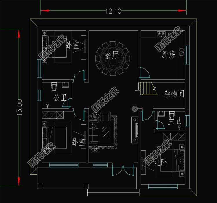 五套鄉下建房一層戶型圖，蓋好驚艷全村