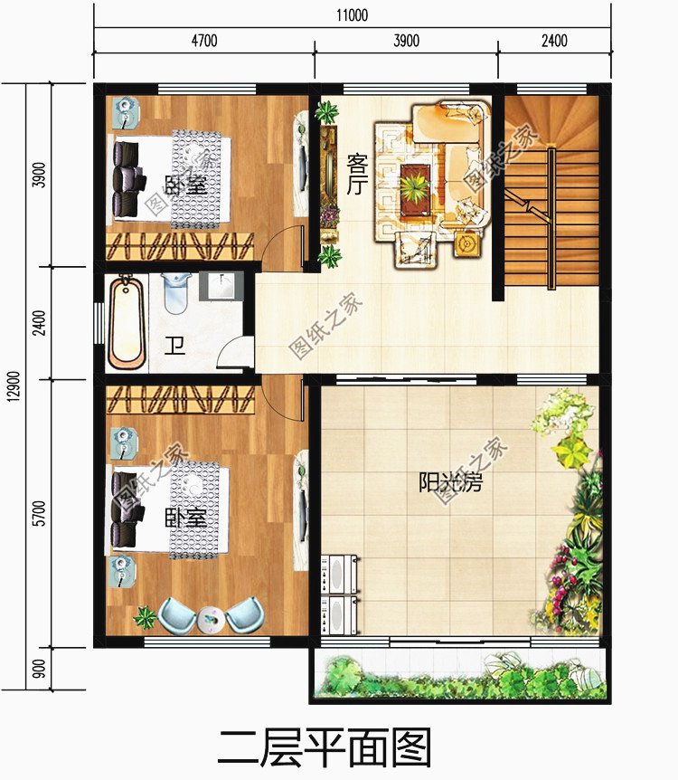 農村二層樓簡單大氣圖紙，讓城里人羨慕吧
