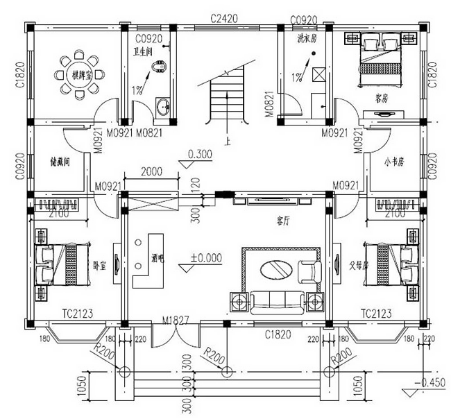 適合兄弟二人合建的雙拼別墅設計圖，經濟實用，蓋好后驚艷全村