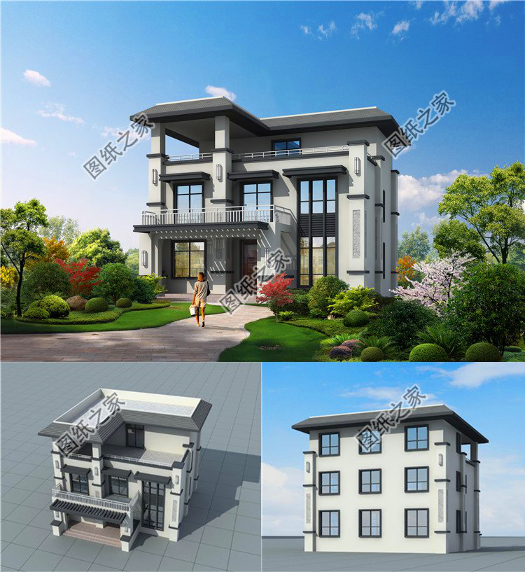 農村新式三層樓圖片，造價最低25萬，做村里最靚的房