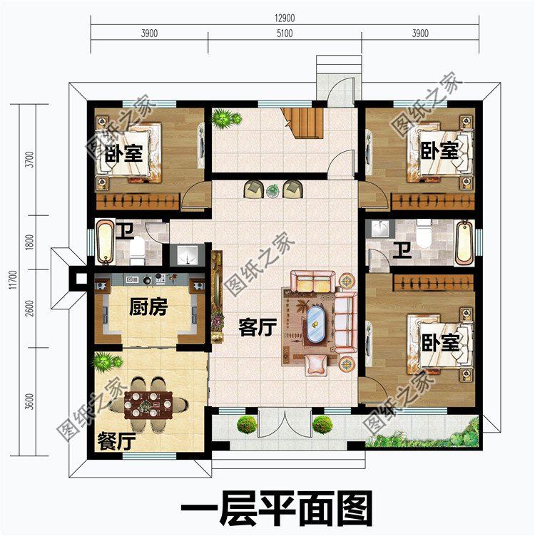 鄉(xiāng)下建房一層半戶型圖