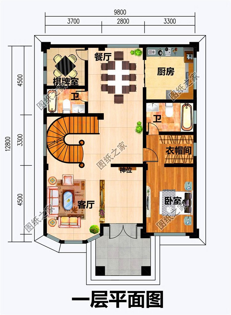 農村三間三層自建房圖，外觀時尚布局講究，經得起時間的考驗