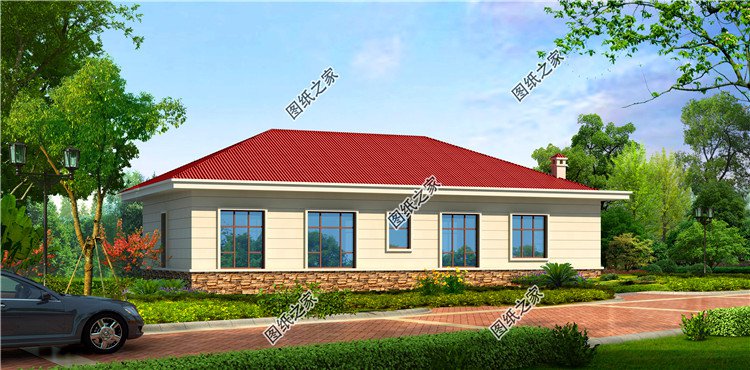 農(nóng)村一層自建房效果圖，另附4室一廳詳細(xì)圖，建房一定要看