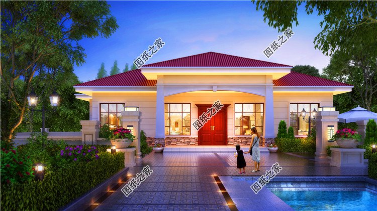 農(nóng)村一層自建房效果圖，另附4室一廳詳細(xì)圖，建房一定要看