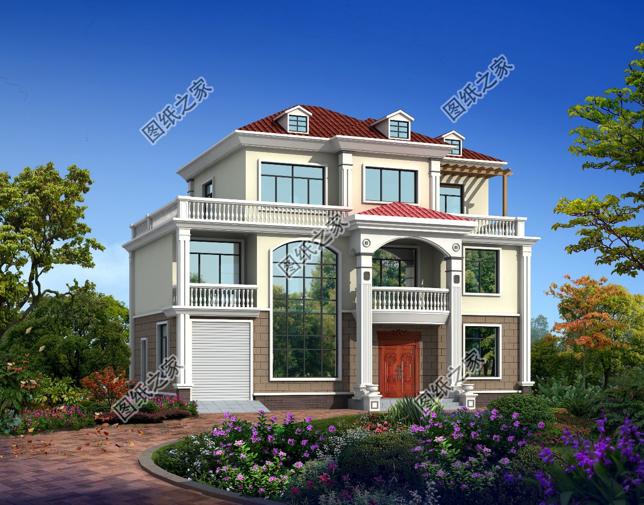 4套高顏值別墅效果圖帶戶型圖，美觀實用，百看不厭