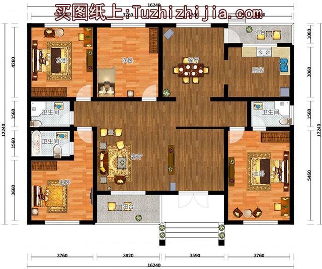 自建房16x12米設計圖紙，一層到四層都有，看的我都想建房了