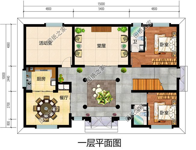 15×10農村二層戶型圖，造價低性價比高，農村建一棟未免太好看