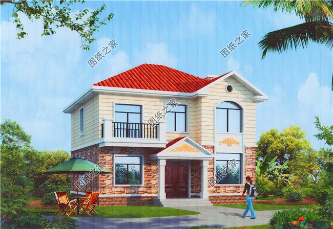 四套農(nóng)村100平方二層小洋樓設計圖，蓋上一套住進去舒適又安心