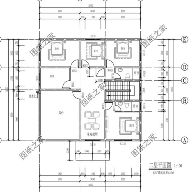 三款12米乘12米建房設計圖，戶型方正，每個村都該有的戶型