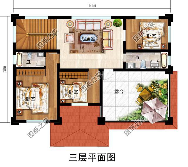 農村三層樓帶陽臺圖片，屋內亮堂堂，真是個不錯的選擇