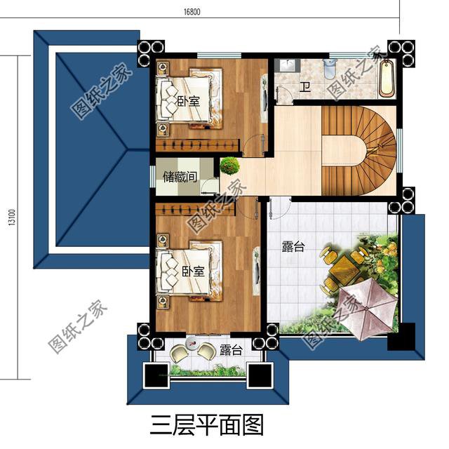 農(nóng)村帶陽臺三層樓房圖，采光就靠它，關鍵是溫馨