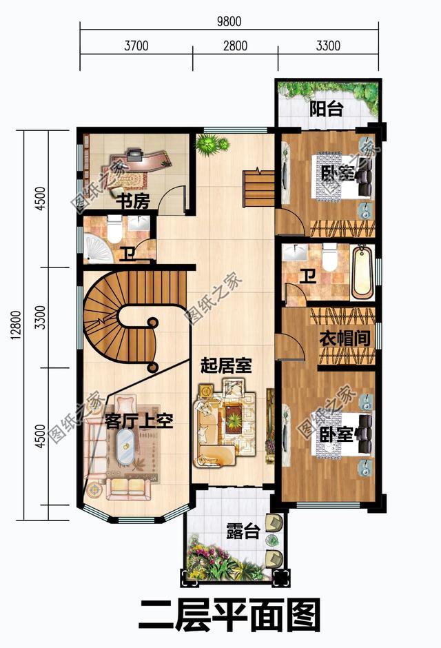 農(nóng)村帶陽臺三層樓房圖，采光就靠它，關鍵是溫馨