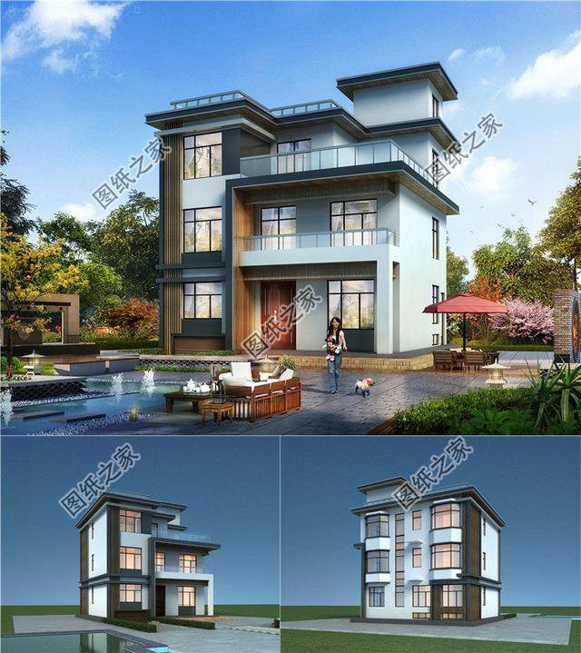 新款現代三層平頂別墅設計圖，符合生活需要，建房前一定要看看