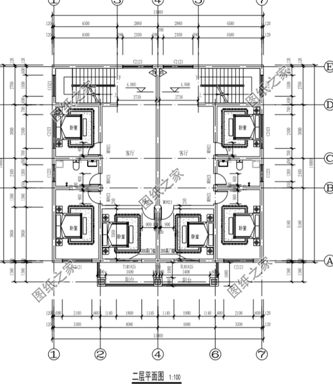 兄弟雙拼四間三層別墅設計圖，這樣建感情更親近，4套戶型外觀全都是精品